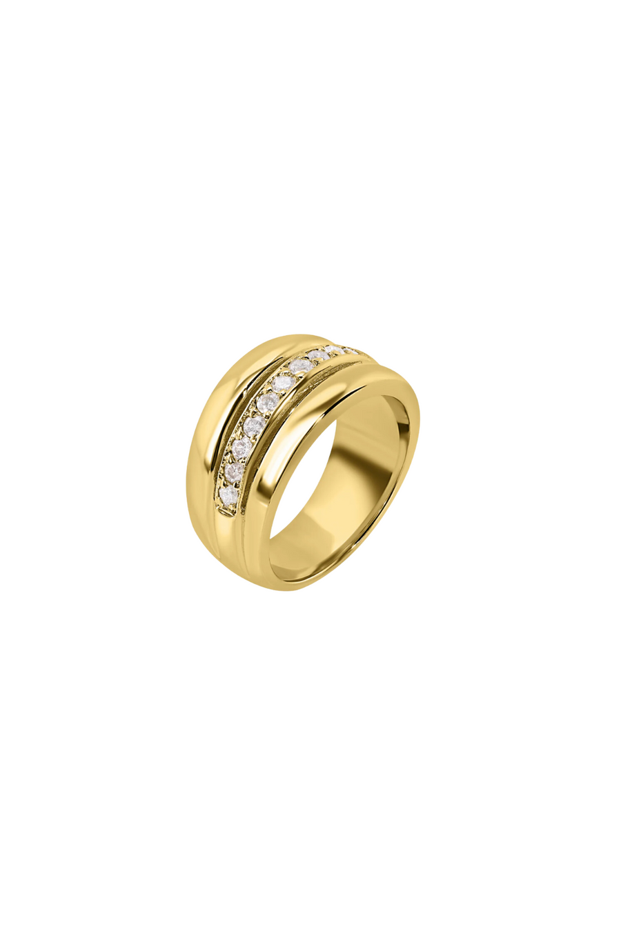 DIAMOND INSET CIGAR PINKY RING