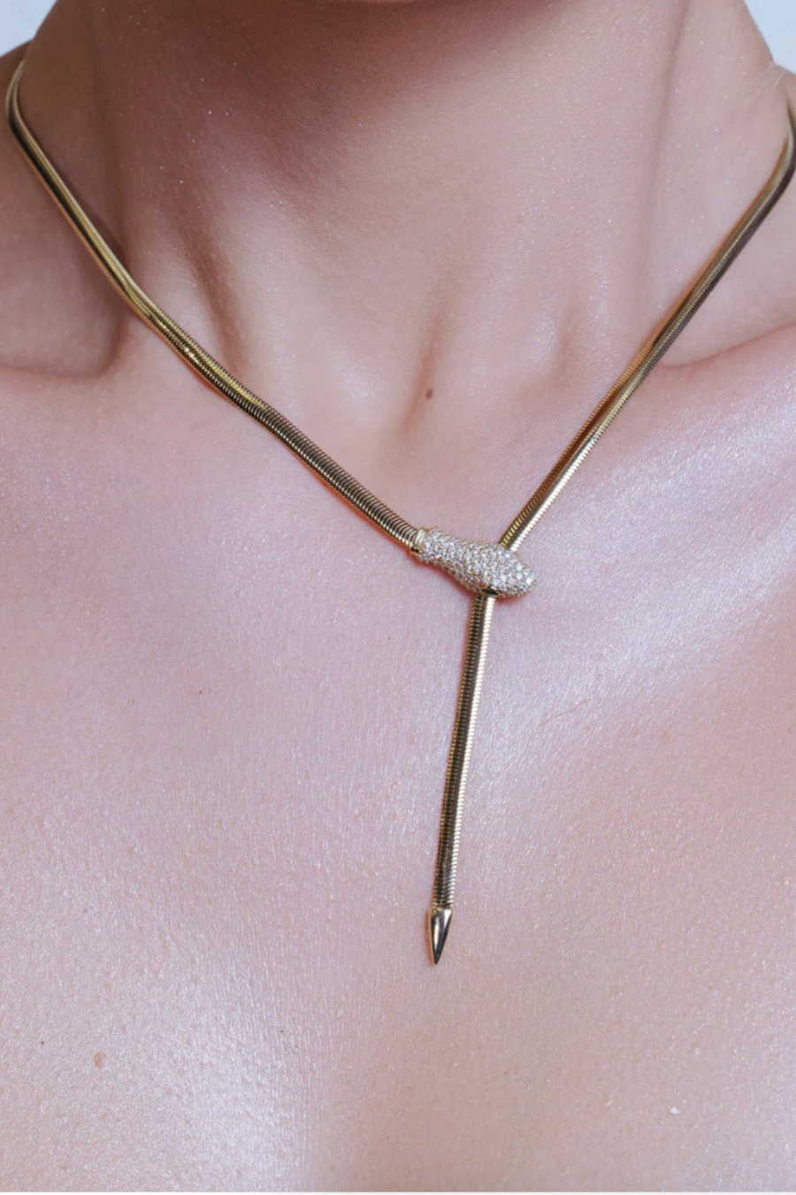 DIAMOND + EMERALD SNAKE LARIAT NECKLACE