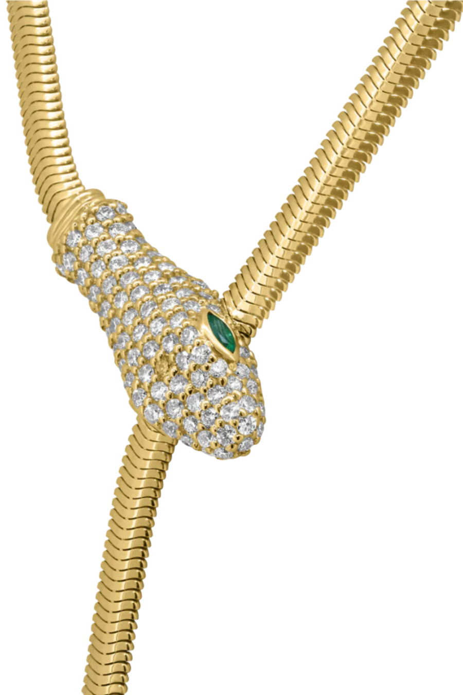 DIAMOND + EMERALD SNAKE LARIAT NECKLACE