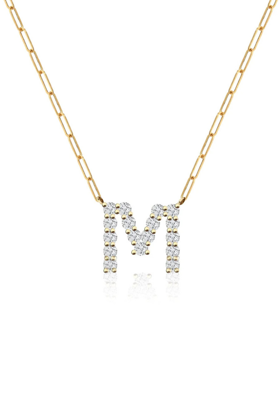 DIAMOND INITIAL PAPERCLIP NECKLACE